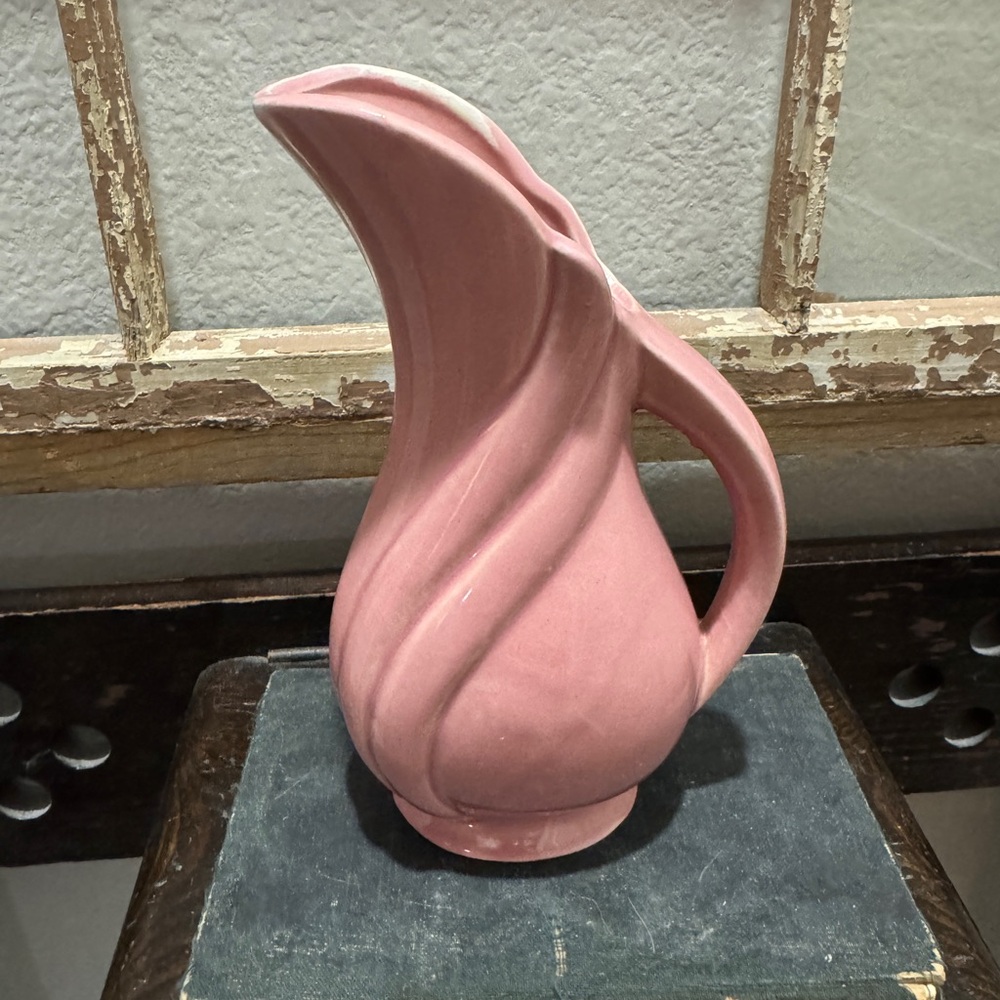 Vintage Pink Ceramic Pitcher Vase